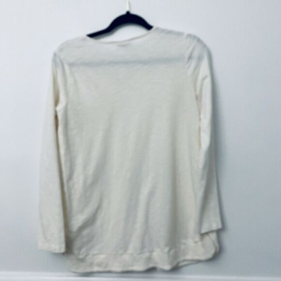 J Jill Wearever Collection Ivory Ribbed V-Neck Long Sleeve SIze Small - Picture 2 of 14